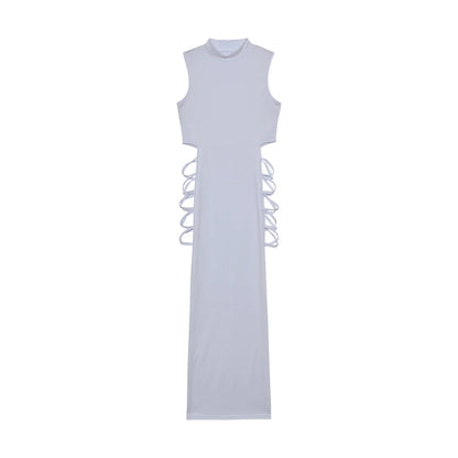 Sculpted Mock Neck Cutout Maxi