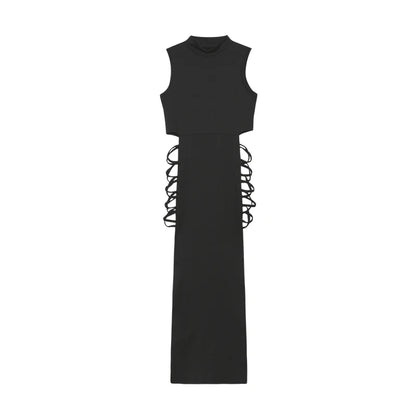 Sculpted Mock Neck Cutout Maxi